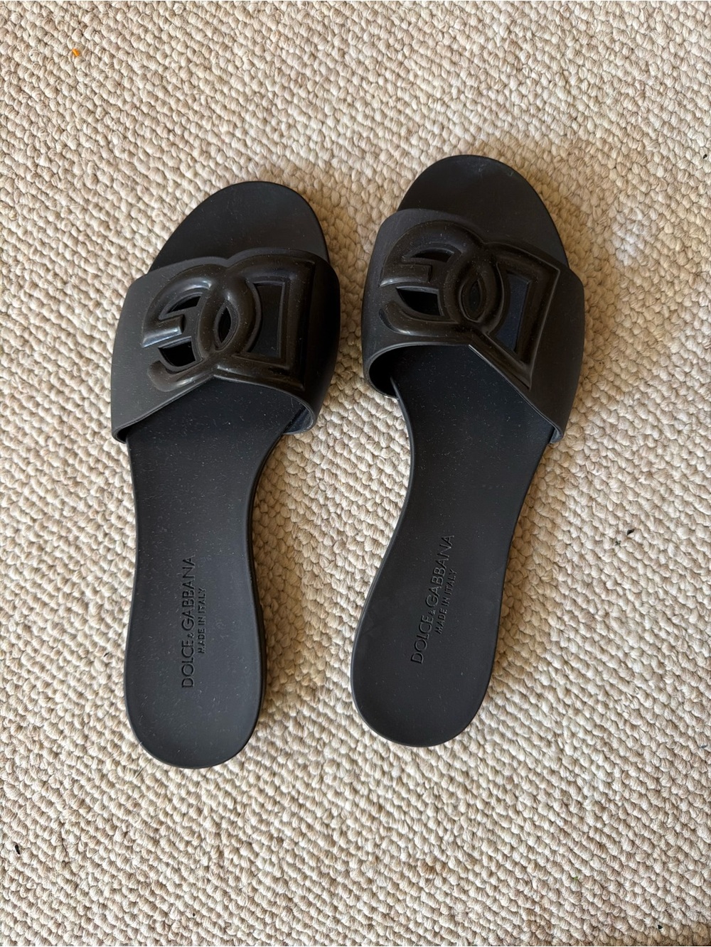 Dolce & Gabbana Black Logo Rubber Slide Sandals